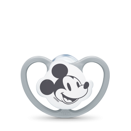 NUK Chupete Space Disney Mickey 0-6 meses, 4 unidades en gris/blanco 